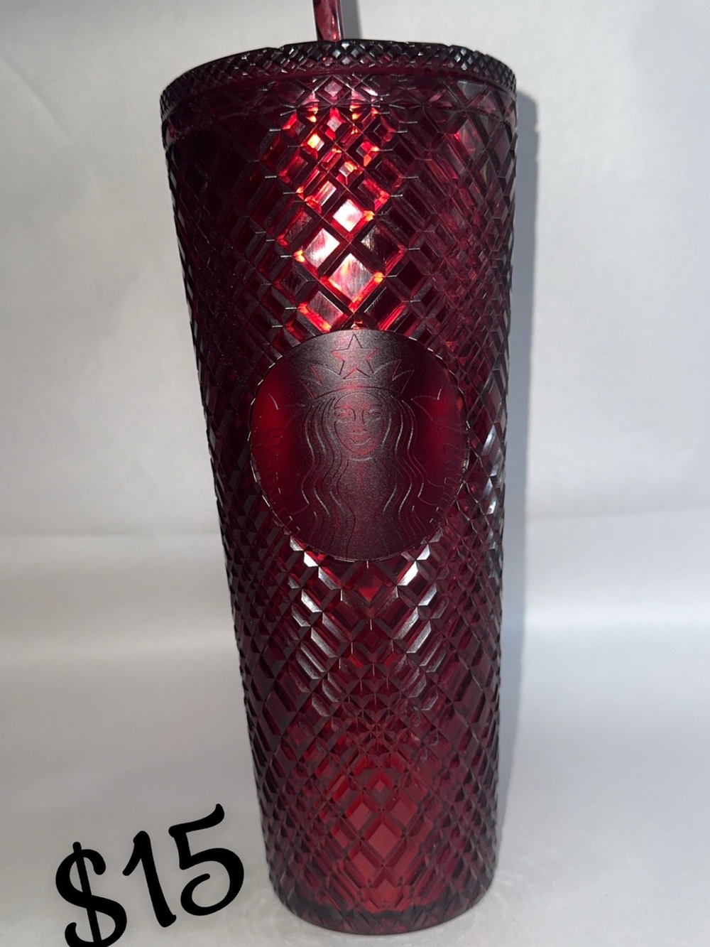 Starbucks Burgundy Textured Tumbler with Straw